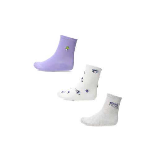 Medias pack x3 white-lilac MissCarol - Grey/White/Lilac