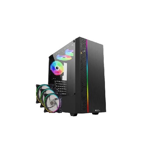 Gabinete Gamer Shot Gaming 8016 Rgb Frontal Atx Lateral De Vidrio Templado + 3 Fanes Rgb 120mm