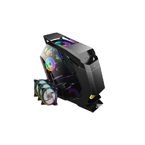 Gabinete Gamer Shot Gaming Warbeast Cristal + 3 Fanes 120mm Rgb Con Frente y Laterales De Vidrio Templado