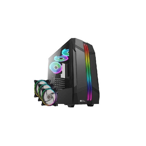 Gabinete Gamer Shot Gaming 8013 Rgb Atx Con Lateral De Vidrio Templado + 3 Fanes Rgb 120mm