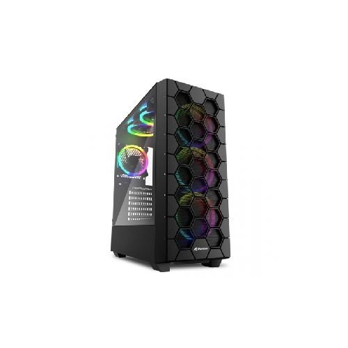 Gabinete Gamer Sharkoon Hex Rgb + 6 Fanes Rgb 120mm Lateral Vidrio Templado