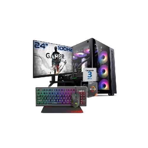 PC Gamer AMD Ryzen 3 5300G Quad Core Video ARC A380 6Gb RAM 16Gb Ssd Nvme 1Tb Wifi Bt Monitor 24 Teclado Mouse W11Pro