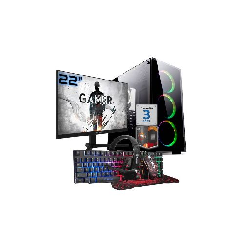 PC Gamer AMD Ryzen 5 5600GT RAM 16Gb Ssd Nvme 1Tb Video Vega 7 Wifi Bt Monitor 22 100Hz Teclado Mouse Auricular W11