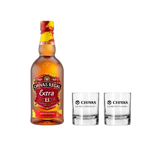 Chivas extra 13 años 1lt + 2 vaso Chivas