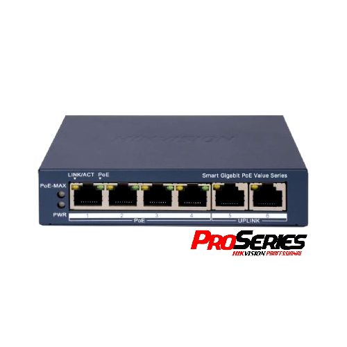 Switch PoE Hikvision PRO 6 puertos gigabit 60w admin.