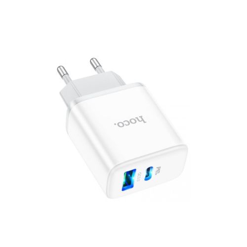 Cargador de Pared HOCO C105A 1 USB-C 1 USB 3.0 20W Blanco