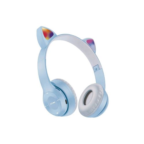 Auriculares Inalambricos De Niño Ledstar Cat Celeste