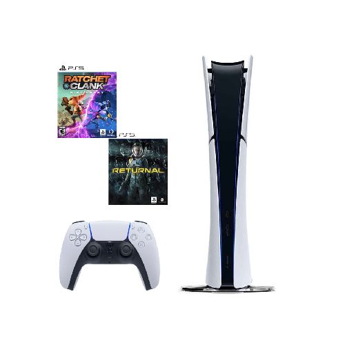 Consola Sony PS5 PlayStation 5 Slim Digital Edition 1TB Super Bundle Returnal + Ratchet Clank  