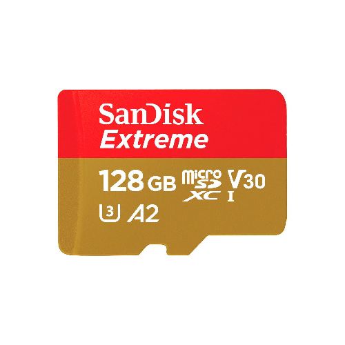 Tarjeta de Memoria Micro SD + Adaptador SD SanDisk Extreme 128Gb 190Mb/s  