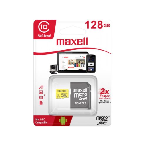 Memoria Micro Sd Maxell 128gb Clase 10 Con Adaptador