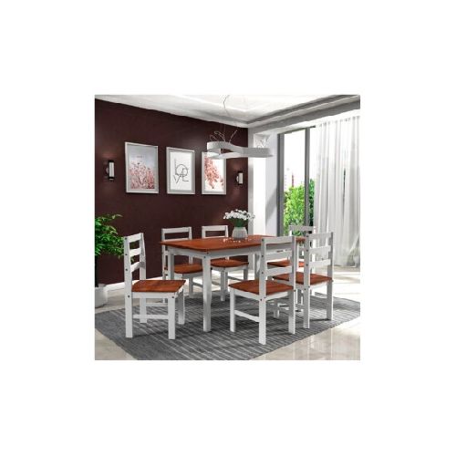 Juego De Comedor Bella 6 Sillas Blanco Cera Smgb