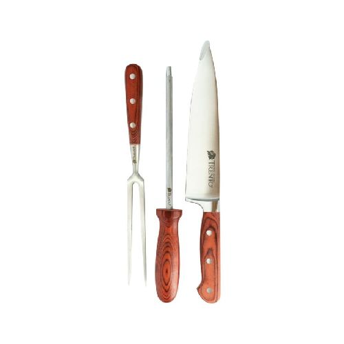 Set Asador Trento Cuchillo+Trinche+Chaira Ideal Regalo