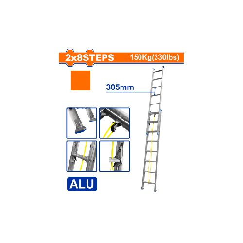 ESCALERA EXTENSIBLE 2 X 8 ESC 2 TRAMOS ALUMINIO WLD8H16 WADFOW WF_WLD8H16