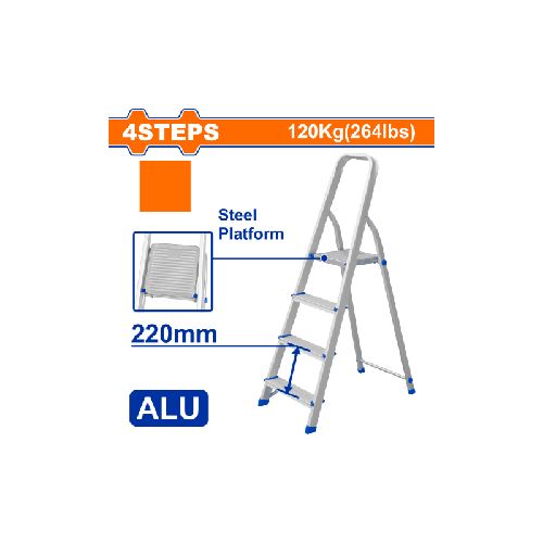 ESCALERA FAMILIAR ALUMINIO 4 ESCALONES 120 KG WADFOW WLD3H04 WF_WLD3H04