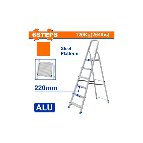 ESCALERA FAMILIAR ALUMINIO 6 ESCALONES 120 KG WADFOW WLD3H06 WF_WLD3H06