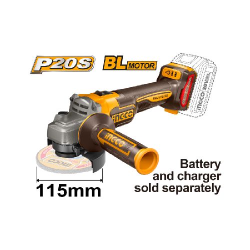 AMOLADORA A BATERIA 20V BRUSHLESS 4 1/2 115M INGCO CAGLI21154 ING_CAGLI21154