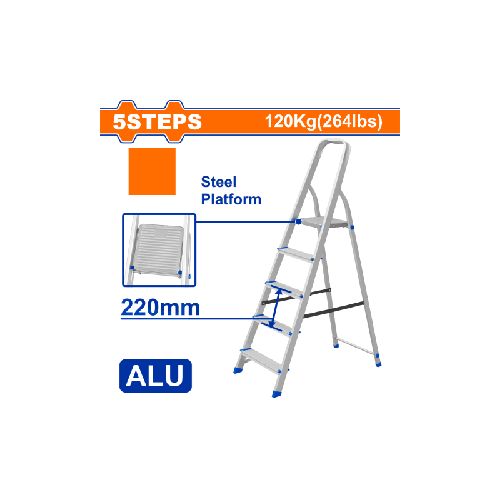 ESCALERA FAMILIAR ALUMINIO 5 ESCALONES 120KG WADFOW WLD3H05 WF_WLD3H05