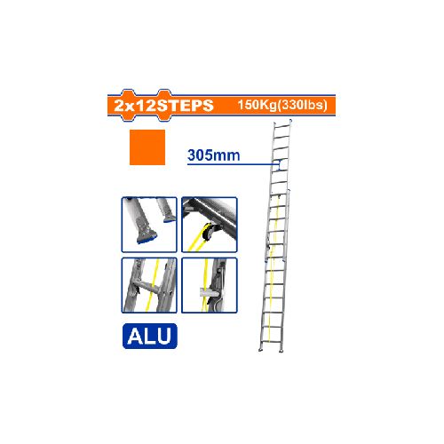 ESCALERA EXTENSIBLE 2 X 12 ESC 2 TRAMOS ALUMINIO WLD8H24 WADFOW WF_WLD8H24