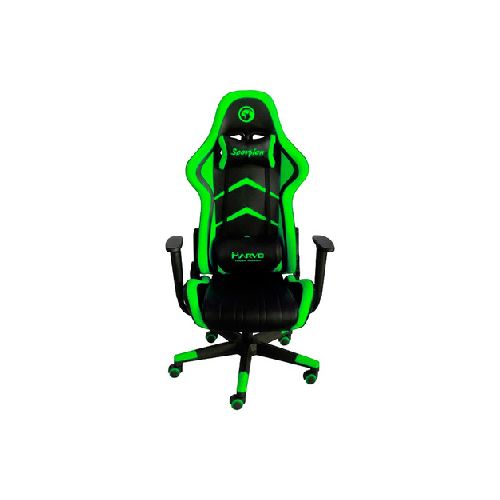 Silla De Escritorio Marvo Ch-106 Gamer  Black Y Green Con Tapizado De Cuero Sintético  