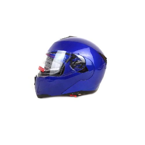 CASCO REBATIBLE PARA MOTO COLOR AZUL METALIZADO C/LENTES