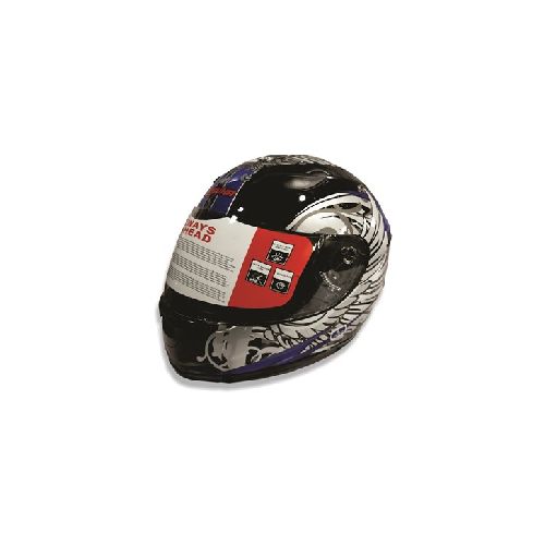 CASCO INTEGRAL PARA MOTO NEGRO CON AZUL (CALAVERA)