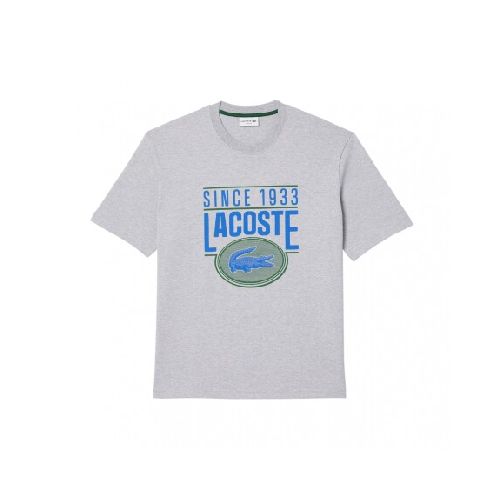 CAMISETA LACOSTE LOOSE FIT COTTON JERSEY PRINT - GRIS