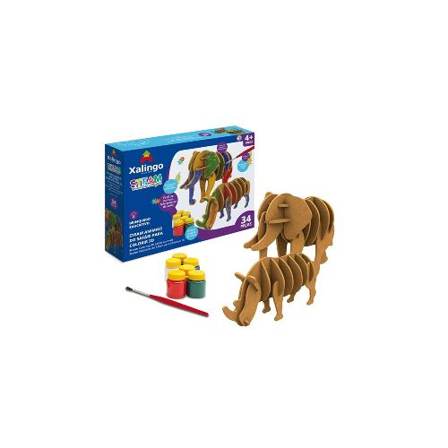 Puzzle 3D Animales Safari Con Temperas Para Colorear — Game Stop