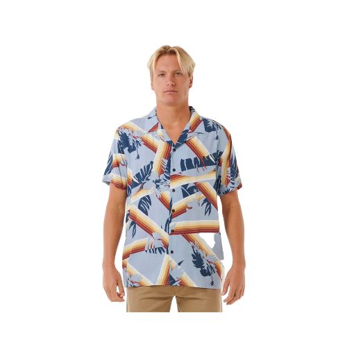 Camisa Rip Curl Surf Revival Hoffman S/S Shirt - Celeste — La Isla / RACKS LTDA