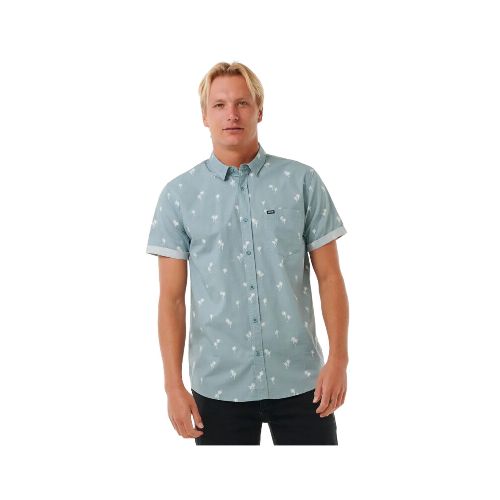 Camisa Rip Curl Paradise Palms S/S Shirt - Celeste — La Isla / RACKS LTDA