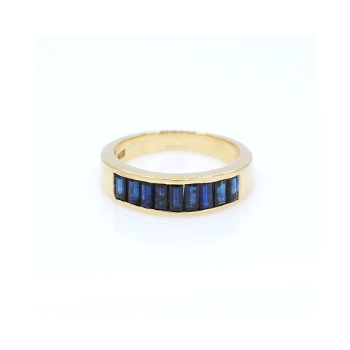 Anillo en oro 18k amarillo y zafiros corte baguette — Facello Joyeros