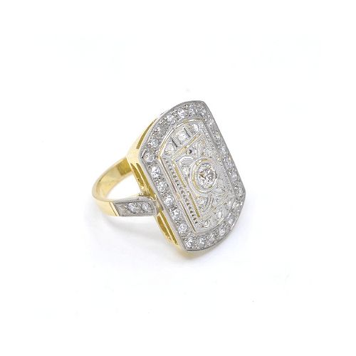 Anillo Nuevo Estilo Antiguo En Oro 18K Y Brillantes — Facello Joyeros