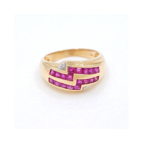 Anillo En Oro 18K, Rubies Y Brillantes — Facello Joyeros