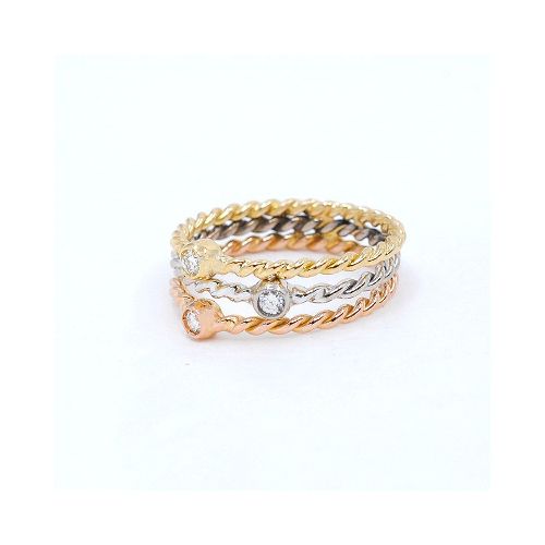 Anillo En Oro 18K De 3 Tonos Con Brillantes — Facello Joyeros