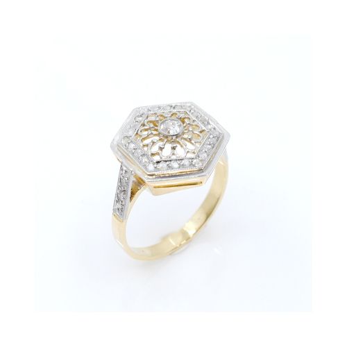 Anillo oro 18k y platino brillantes y diamantes — Facello Joyeros