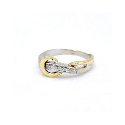 Anillo En Oro 18K De 2 Tonos Y Brillantes . — Facello Joyeros