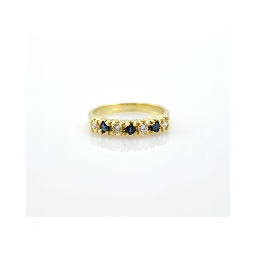 Anillo En Oro 18K Con Brillantes Y Zafiros. Engarce 4 Puntas — Facello Joyeros