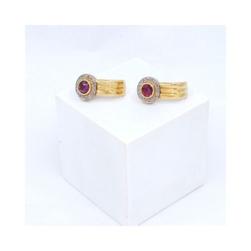 Caravanas En Oro 18K Y Rubies — Facello Joyeros