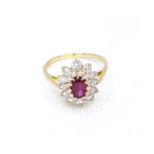 Anillo En Oro 18K, Rubi Y Brillantes — Facello Joyeros