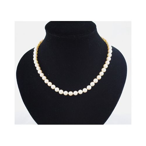 Collar De Perla De Cultivo 7 Y 7 1/2 Milimetros Con Broche En Oro 18K Y Brillantes Largo 45 Cm — Facello Joyeros