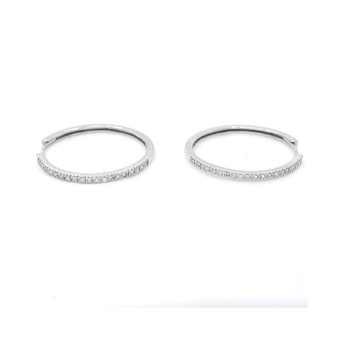 Aros En Oro 18K Blanco Y Brillantes 2.8 Cm De Diametro — Facello Joyeros