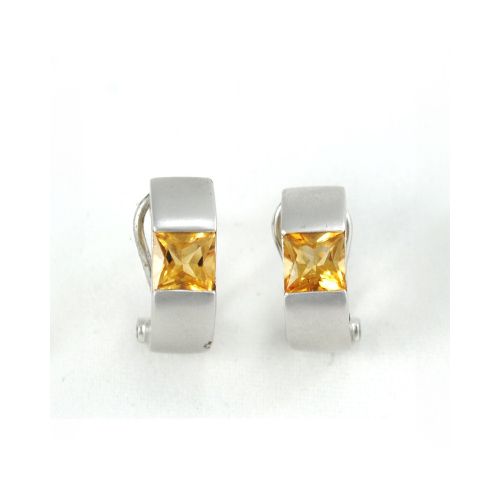 Aros Oro Blanco 18K Con Topacio — Facello Joyeros