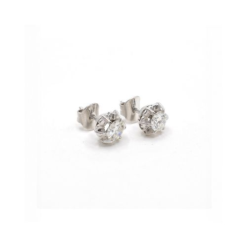 Caravanas En Oro 18K Blanco Y Brillantes 1.20 Ct — Facello Joyeros