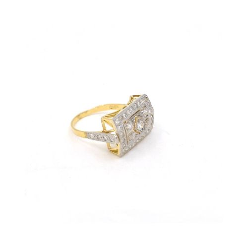 Anillo , Estilo Antiguo, En Platino, Oro 18K Y Brillantes — Facello Joyeros