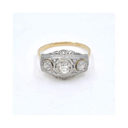 Anillo Oro 18K De 2 Tonos, Brillantes Y Diamantes — Facello Joyeros