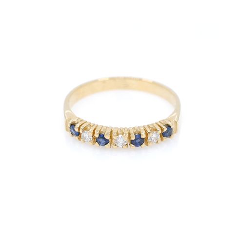 Anillo en oro 18k amarillo, zafiros y brillantes. — Facello Joyeros