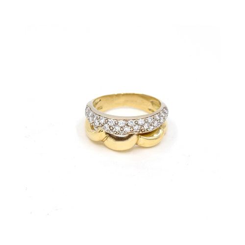 Anillo En Oro 18K Combinado Con Brillantes — Facello Joyeros