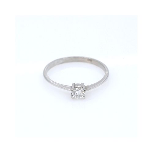 Anillo solitario en oro 18k blanco y brillante central. — Facello Joyeros