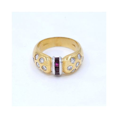 Anillo En Oro 18K, Brillantes Y Rubies Legitimos — Facello Joyeros