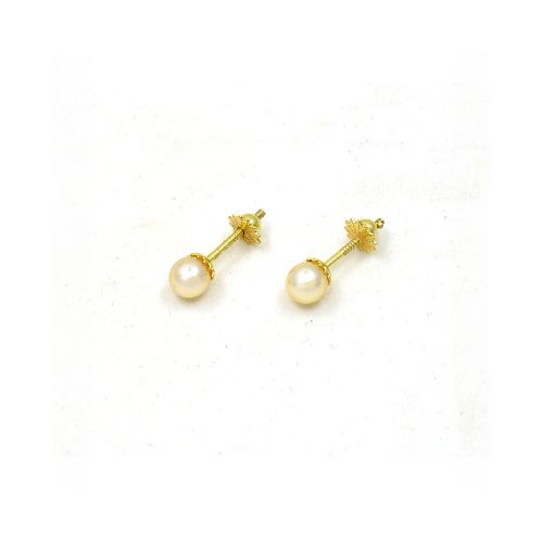 4.5 Mm Caravanas En Oro 18K Y Perlas De Cultivo — Facello Joyeros