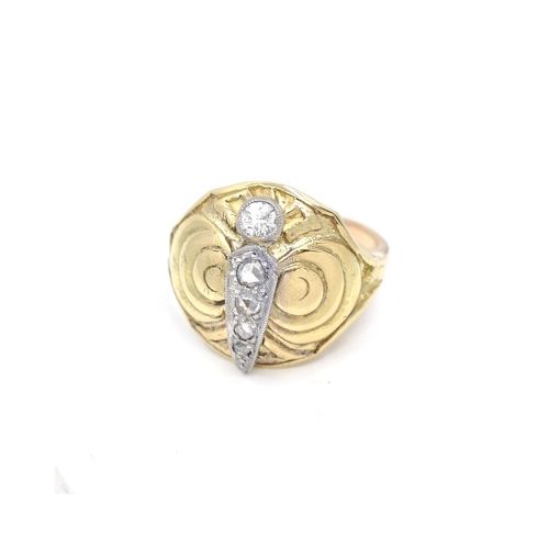 Anillo Firmado Cozzolino Art Deco Oro 18K, Brillantes Y Diamantes — Facello Joyeros